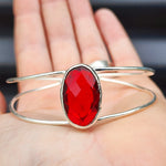 Solid Sterling Silver & Natural Garnet Handmade Cuff Bracelet