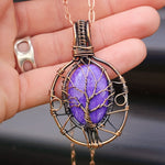 Handmade Copper & Natural Charoite Wire Wrap Necklace