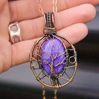 Handmade Copper & Natural Charoite Wire Wrap Necklace