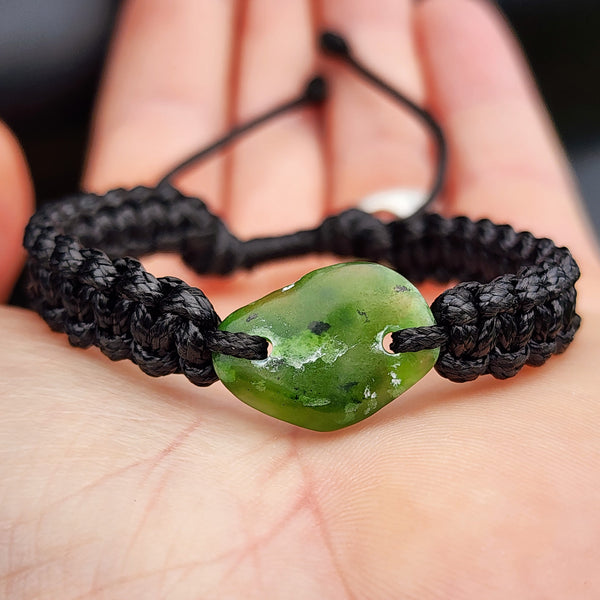 Natural Greenstone One Off Macrame Bracelet (1A3-791)