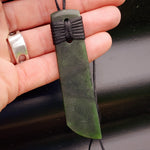 NZ Greenstone Pounamu Toki Pendant Necklace (N243)