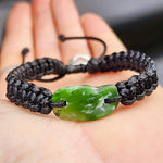 Natural Greenstone One Off Macrame Bracelet (1A3-764)