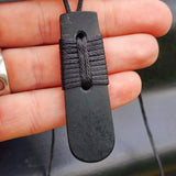 NZ Black Greenstone Pounamu Toki Pendant Necklace (N367)