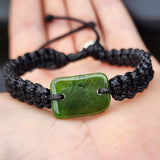 Nephrite Jade / Greenstone One Off Macrame Bracelet (1A3-803)