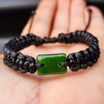 Natural Greenstone One Off Macrame Bracelet (1A3-754)