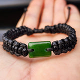 Natural Greenstone One Off Macrame Bracelet (1A3-754)