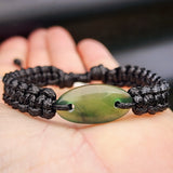 Natural Greenstone One Off Macrame Bracelet (1A3-785)