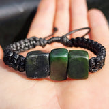 Natural Greenstone One Off Macrame Bracelet (1A3-778)