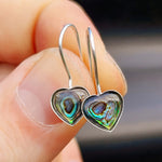 Solid 925 Sterling Silver & Paua Heart Hook Earrings