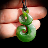 NZ Greenstone / Pounamu Infinity Koru Pendant Necklace (N685)