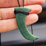 NZ Greenstone Pounamu Hook Pendant Necklace (N215)