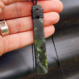 NZ Greenstone Pounamu Toki Pendant Necklace (N395)
