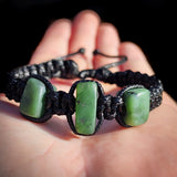 NZ Greenstone Pounamu One Off Macrame Bracelet (1A3-844)