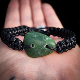 NZ Greenstone Pounamu One Off Macrame Bracelet (1A3-852)