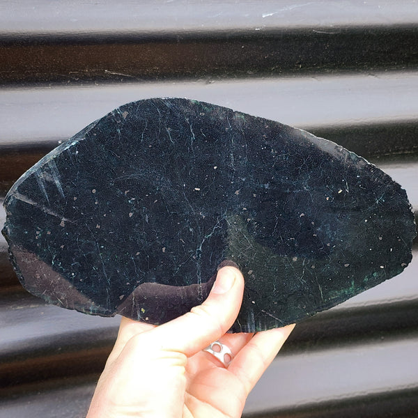 1121g Raw Dark New Zealand Greenstone / Pounamu Carving Slice (R14B379)