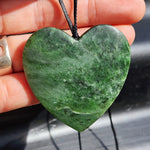 NZ Greenstone Pounamu Large Heart Pendant Necklace (N326)