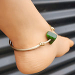 NZ Greenstone Pounamu One Off Macrame Anklet (1A3-727)