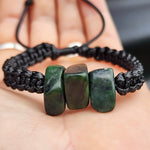 Natural Greenstone One Off Macrame Bracelet (1A3-784)