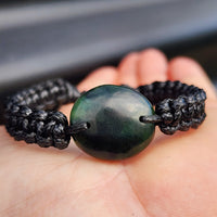 Natural Greenstone One Off Macrame Bracelet (1A3-770)