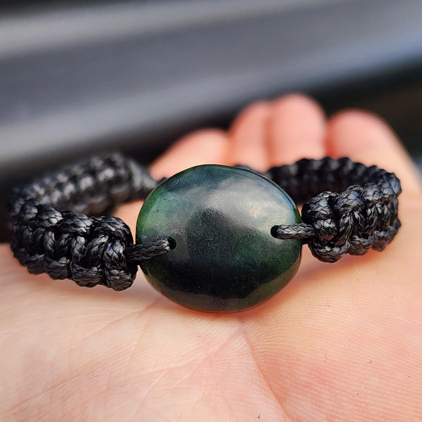 Natural Greenstone One Off Macrame Bracelet (1A3-770)