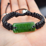 Natural Greenstone One Off Macrame Bracelet (1A3-798)