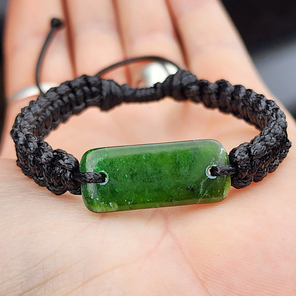 Natural Greenstone One Off Macrame Bracelet (1A3-798)