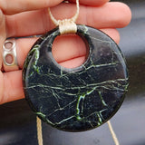 NZ Greenstone Pounamu Disk Pendant Necklace (N463)