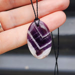 Natural Amethyst Oval Pendant Necklace (1BBB290)