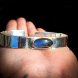 Solid 925 Sterling Silver & Natural Labradorite Handmade Cuff Bracelet