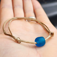 Rustic Recycled Blue Sea Glass One Off Bracelet (1A3-703)