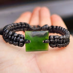Natural Greenstone One Off Macrame Bracelet (1A3-763)