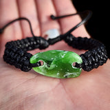NZ Greenstone Pounamu One Off Macrame Bracelet (1A3-849)
