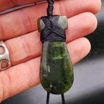 Nephrite Greenstone Patu Pendant Necklace (N331)