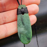 NZ Greenstone Pounamu Toki Pendant Necklace (N387)
