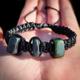 NZ Greenstone Pounamu One Off Macrame Bracelet (1A3-843)