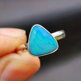 (R) Solid 925 Sterling Silver & Natural Australian Opal Irregular Handmade Ring