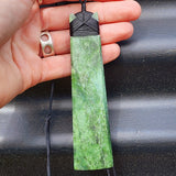 XL NZ Greenstone Pounamu Toki Pendant Necklace (N458)