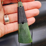 NZ Greenstone Pounamu Toki Pendant Necklace (N390)