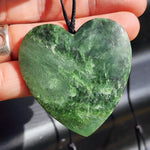 NZ Greenstone Pounamu Large Heart Pendant Necklace (N322)