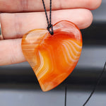 Natural Agate Heart Pendant Necklace (1BBB270)
