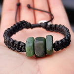 New Zealand Greenstone One Off Macrame Bracelet (1A3-750)