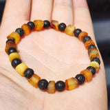 Raw Mixed Cylinder Amber & Lava Stones Bracelet