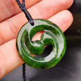 Natural Greenstone Closed Double Koru Pendant Necklace