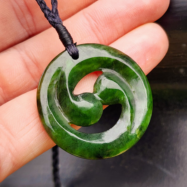 Natural Greenstone Closed Double Koru Pendant Necklace
