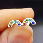 925 Sterling Silver & Rainbow CZ Stud Earrings