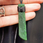 NZ Greenstone Pounamu Toki Pendant Necklace (N177)