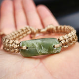 Natural Greenstone One Off Macrame Bracelet (1A3-792)