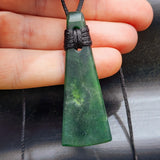 NZ Greenstone Pounamu Toki Pendant Necklace (N411)