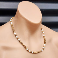 Tan & White Coconut Surfer Choker Necklace