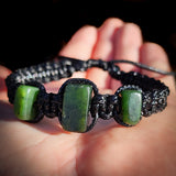 NZ Greenstone Pounamu One Off Macrame Bracelet (1A3-841)